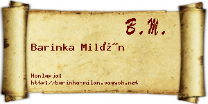 Barinka Milán névjegykártya